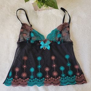 Y2K Fredericks of Hollywood Mesh Lingerie Top